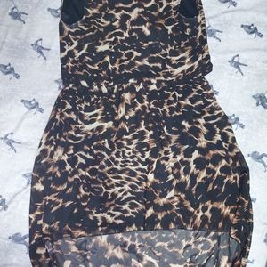 Leopard print sheer dress.